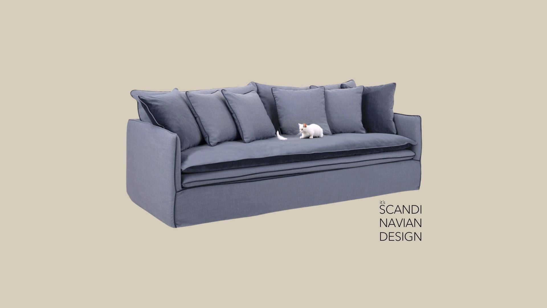 STOCKHOLM 4 - seater sofa/single bed Exclusive Corduroy,Dusty Blue removable & washable cover - Scandinavian Stories by Marton