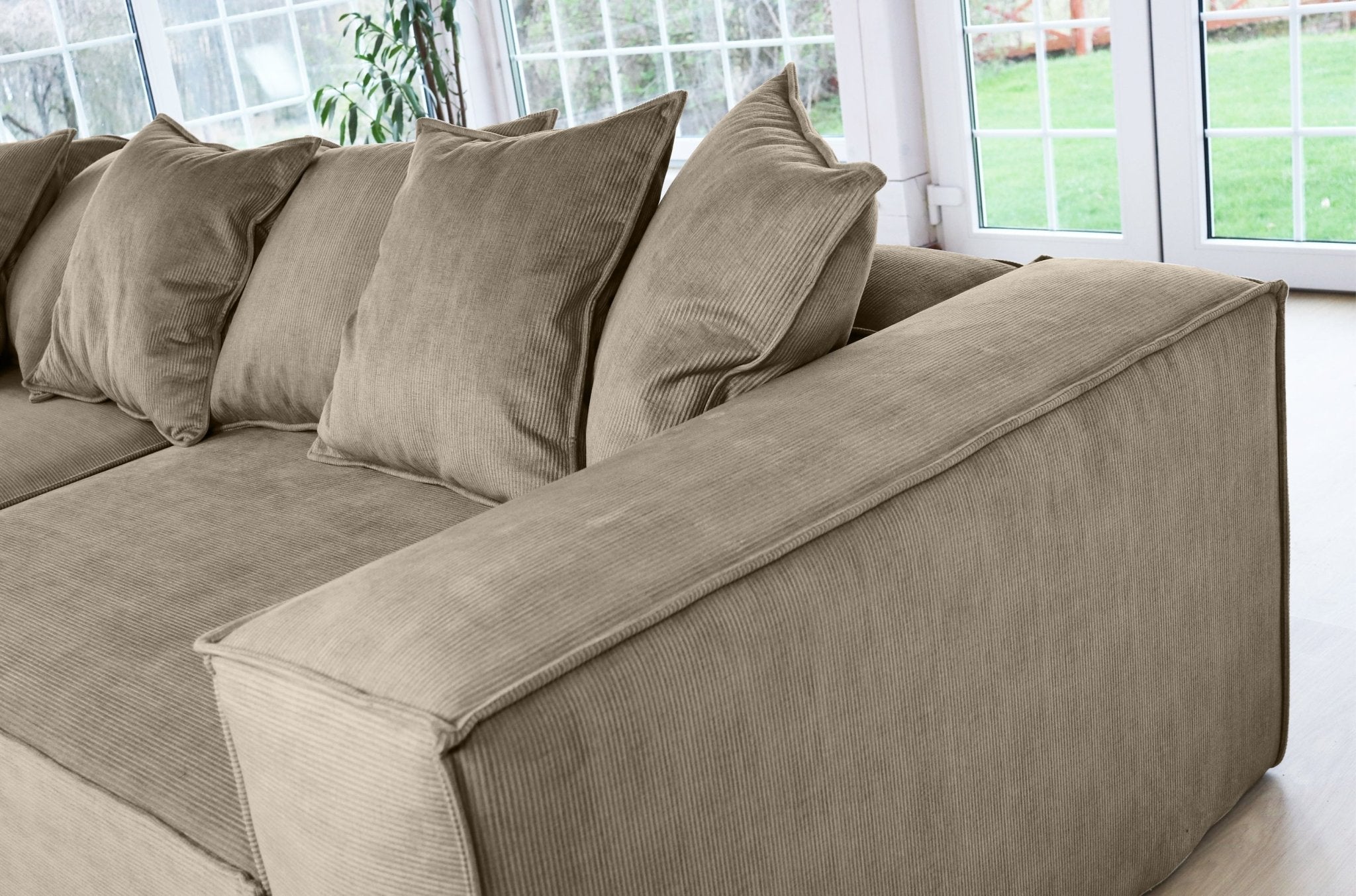 Stockholm L - shaped Sofa, exclusive Corduroy, Mole, removable & washable covers - Scandinavian Stories by Marton