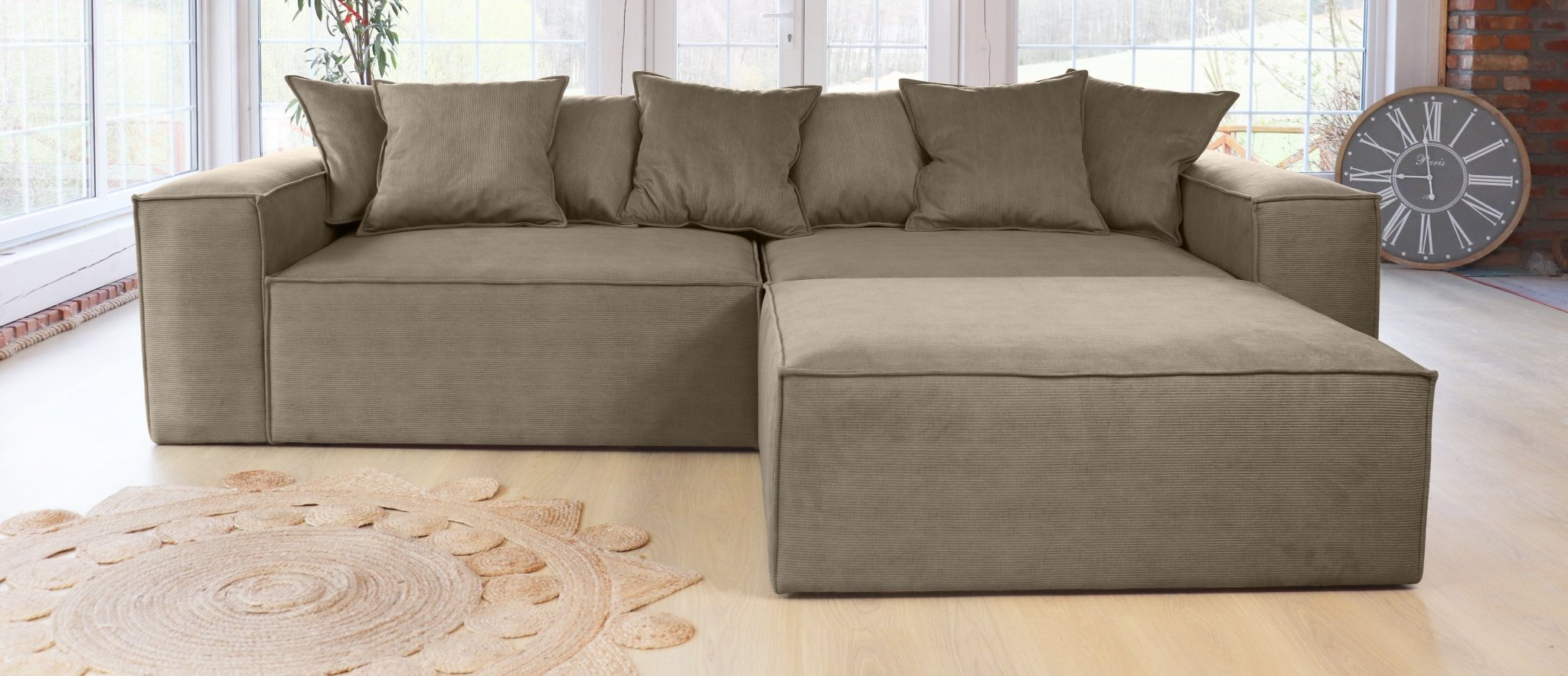 Stockholm L - shaped Sofa, exclusive Corduroy, Mole, removable & washable covers - Scandinavian Stories by Marton