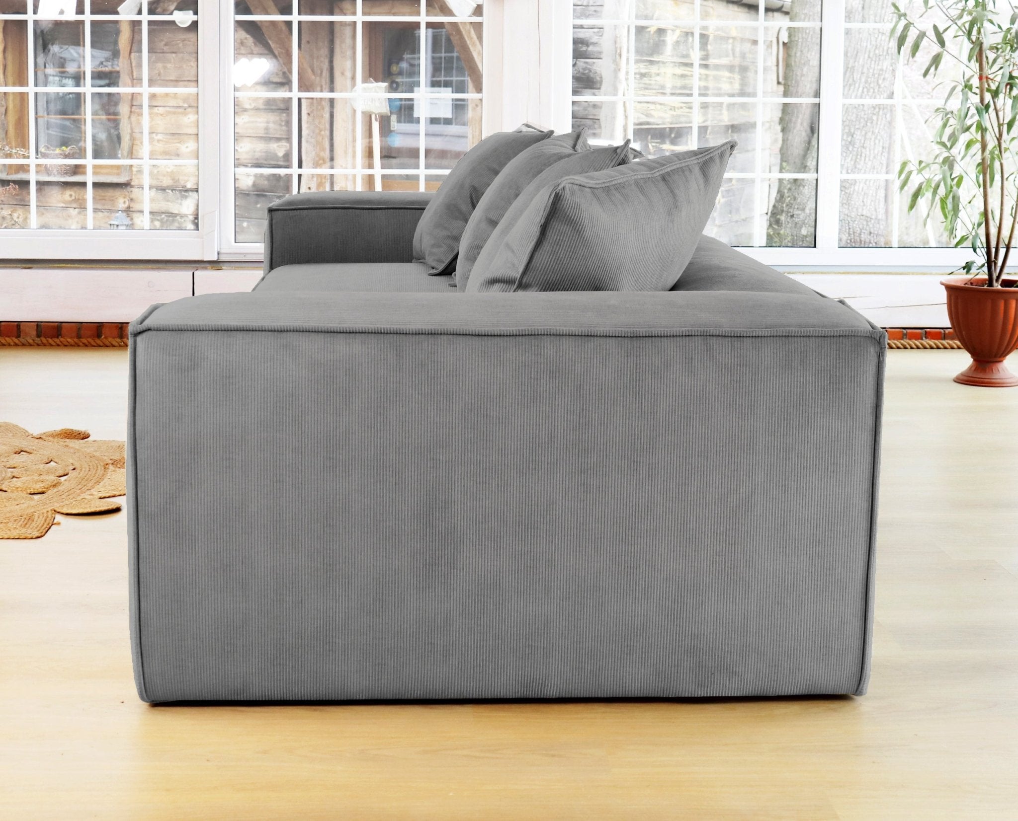 ASTRID 4-seater Sofa, exclusive Corduroy, Concrete, removable & washable covers - Scandinavian Stories by Marton