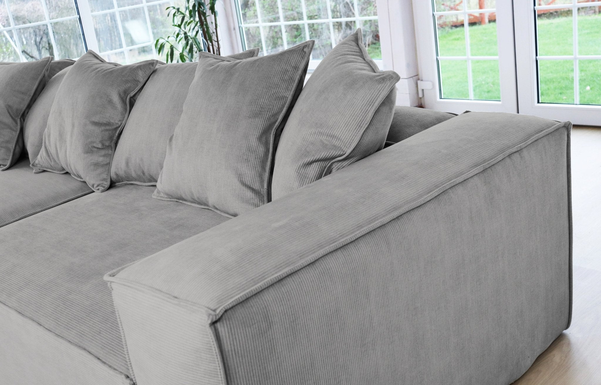 ASTRID 4-seater Sofa, exclusive Corduroy, Concrete, removable & washable covers - Scandinavian Stories by Marton
