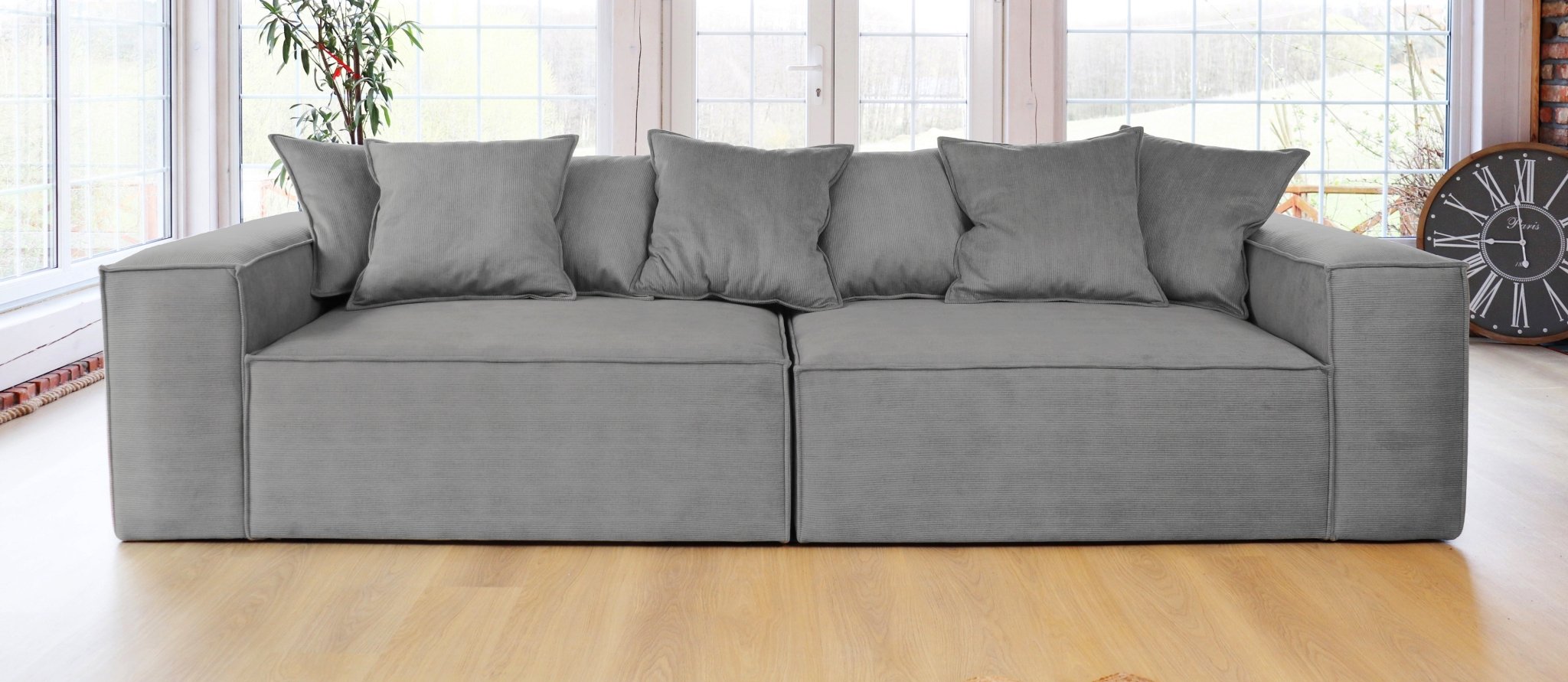 ASTRID 4-seater Sofa, exclusive Corduroy, Concrete, removable & washable covers - Scandinavian Stories by Marton