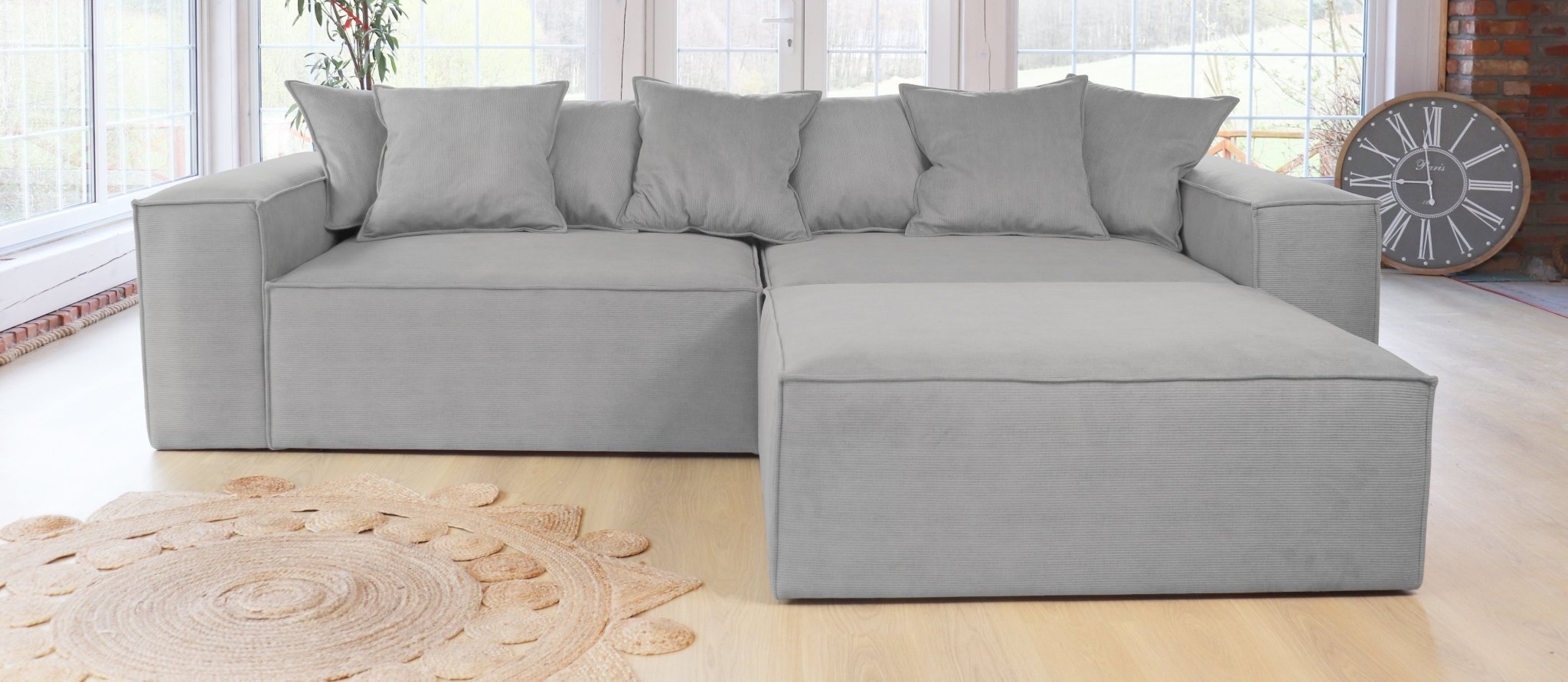 ASTRID L-shaped Sofa, exclusive Corduroy, Concrete removable & washable covers - Scandinavian Stories by Marton