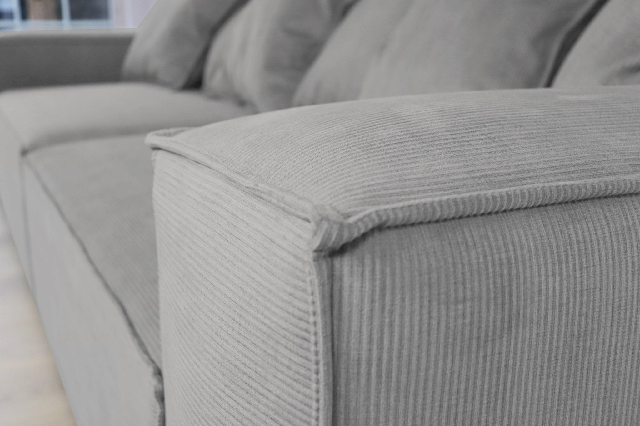 ASTRID L-shaped Sofa, exclusive Corduroy, Concrete removable & washable covers - Scandinavian Stories by Marton