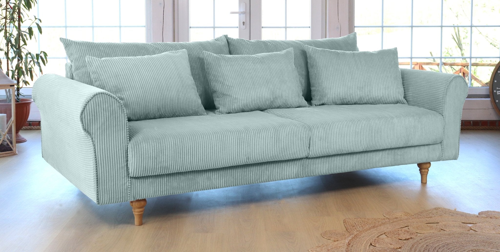 SELMA 4-seater sofa/sofa bed Corduroy, Dusty Blue, removable & washable covers - Scandinavian Stories by Marton