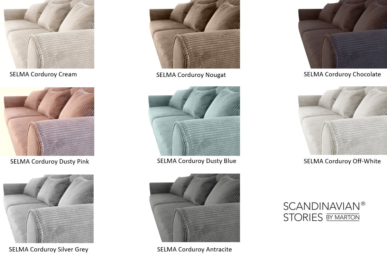 SELMA 4-seater sofa/sofa bed Corduroy, Nougat, removable & washable covers - Scandinavian Stories by Marton