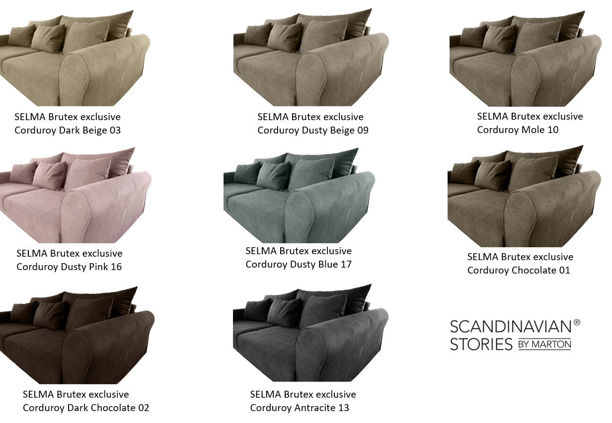 SELMA 4-seater sofa/sofa bed Exclusive Corduroy, Dusty Pink removable & washable covers - Scandinavian Stories by Marton
