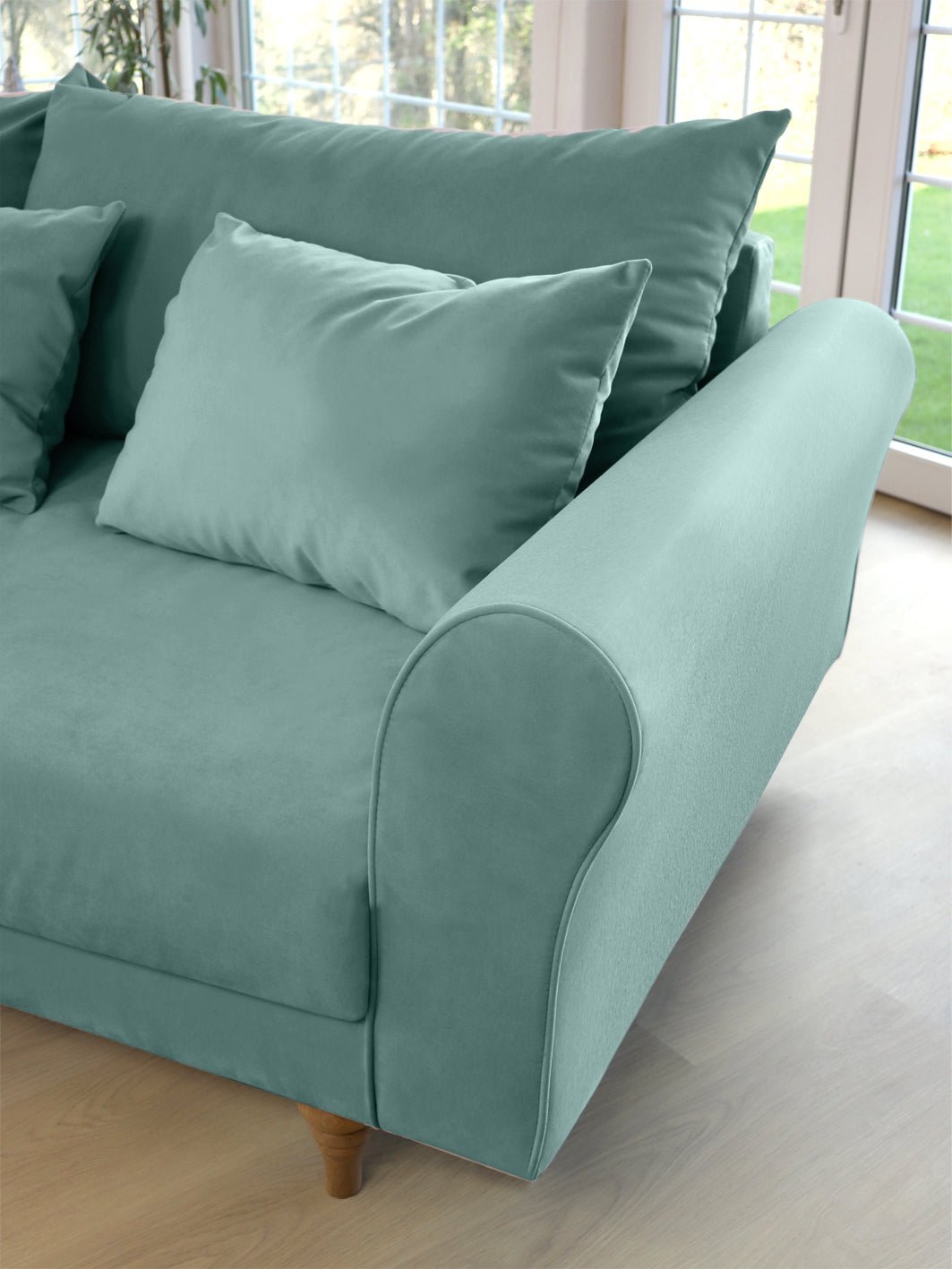 SELMA 4-seater sofa/sofa bed Exclusive Velvet, Light Petrolium removable & washable covers - Scandinavian Stories by Marton