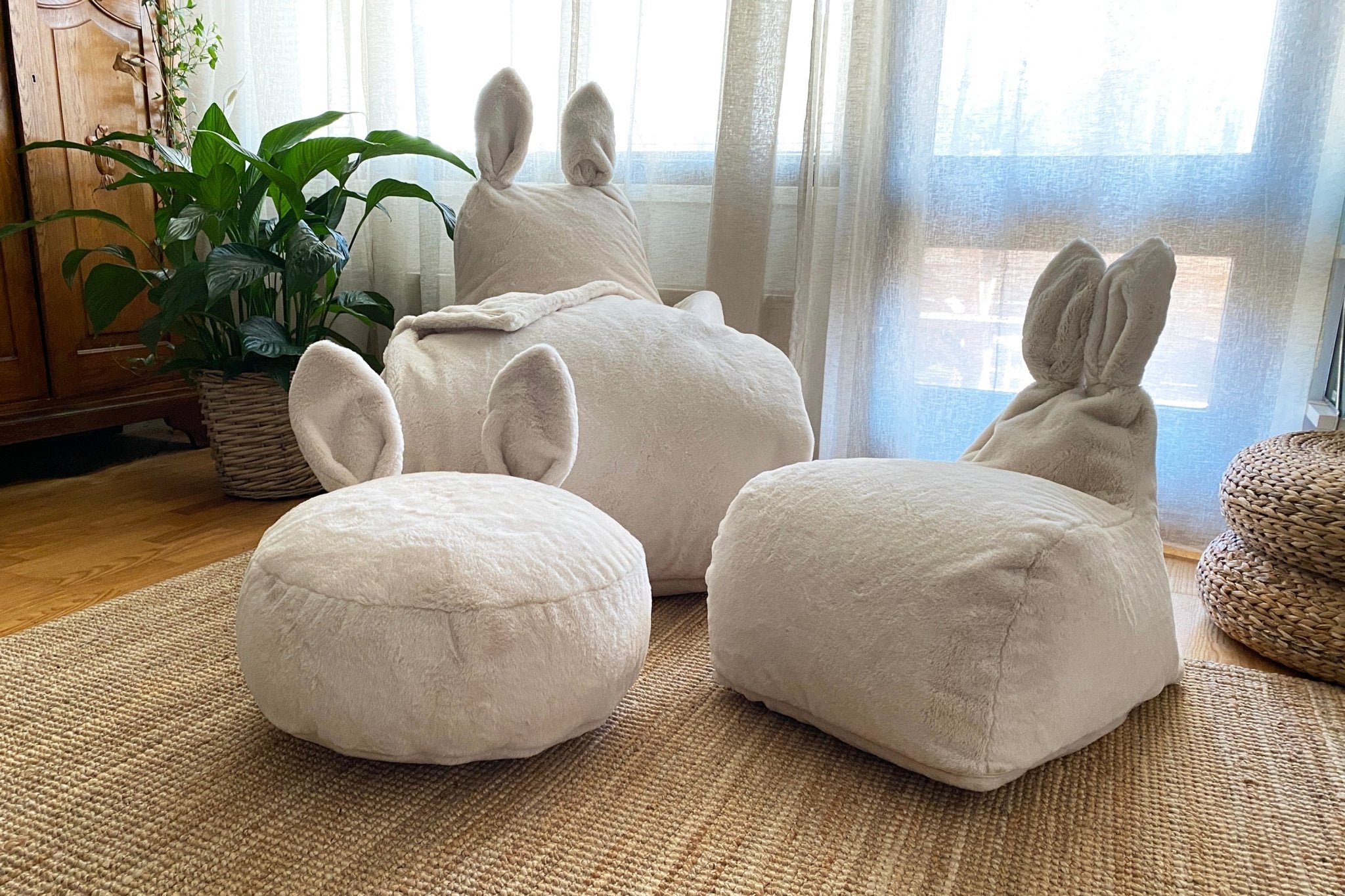 BUNNY L Bean Bag, Fur - Scandinavian Stories by Marton