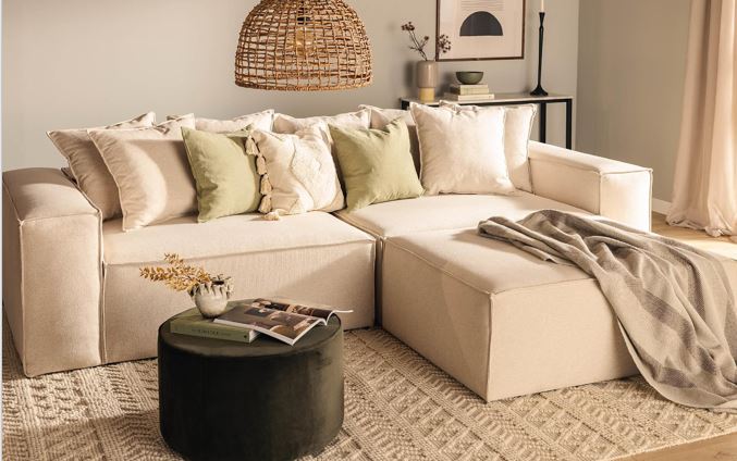 Stockholm L - shaped Sofa, exclusive Corduroy, Mole, removable & washable covers - Scandinavian Stories by Marton