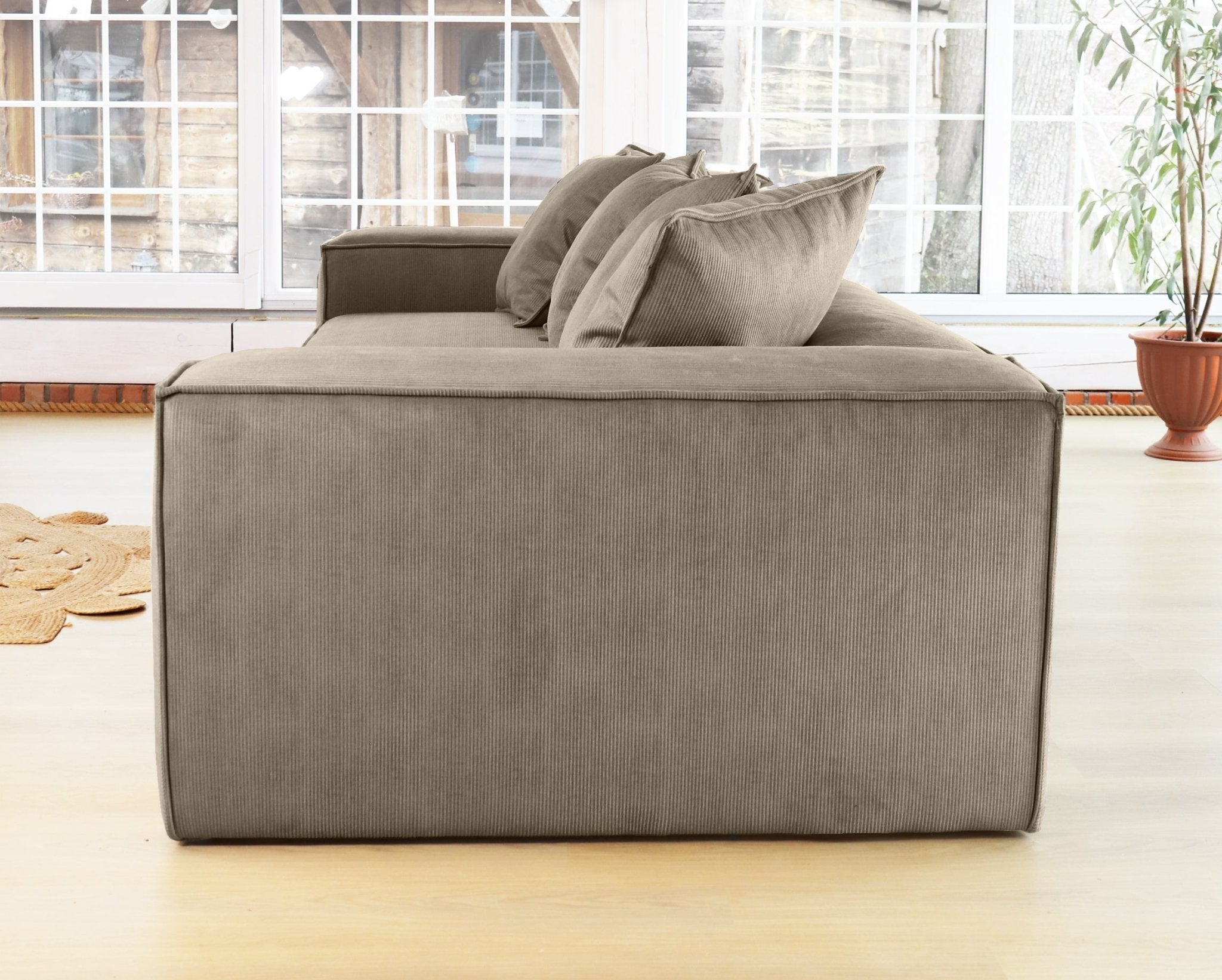 Stockholm L - shaped Sofa, exclusive Corduroy, Mole, removable & washable covers - Scandinavian Stories by Marton