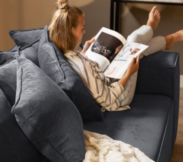 Stockholm L - shaped Sofa, exclusive Corduroy, Mole, removable & washable covers - Scandinavian Stories by Marton