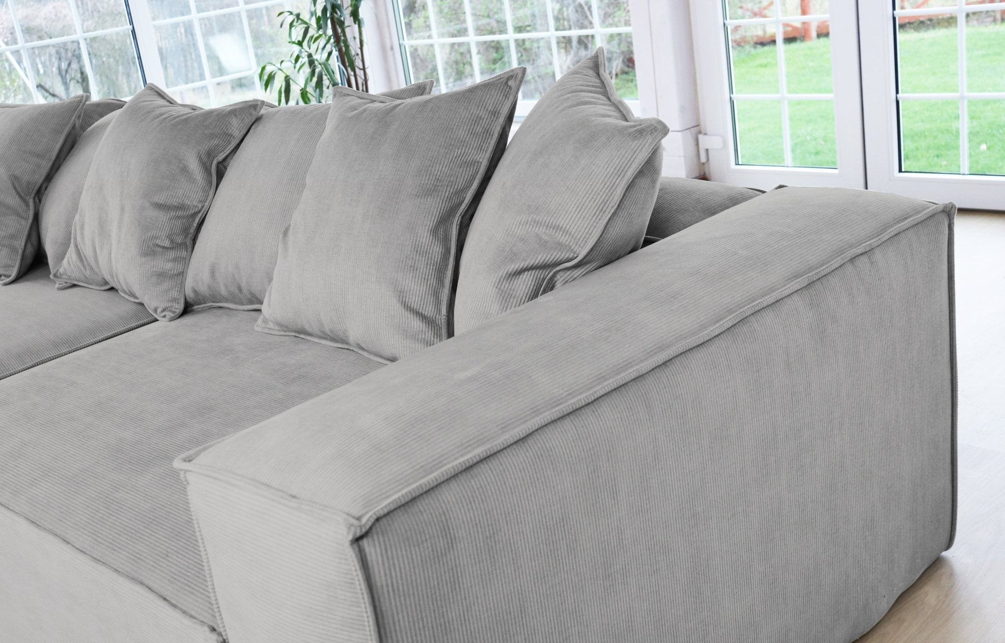 ASTRID L-shaped Sofa, exclusive Corduroy, Concrete removable & washable covers - Scandinavian Stories by Marton