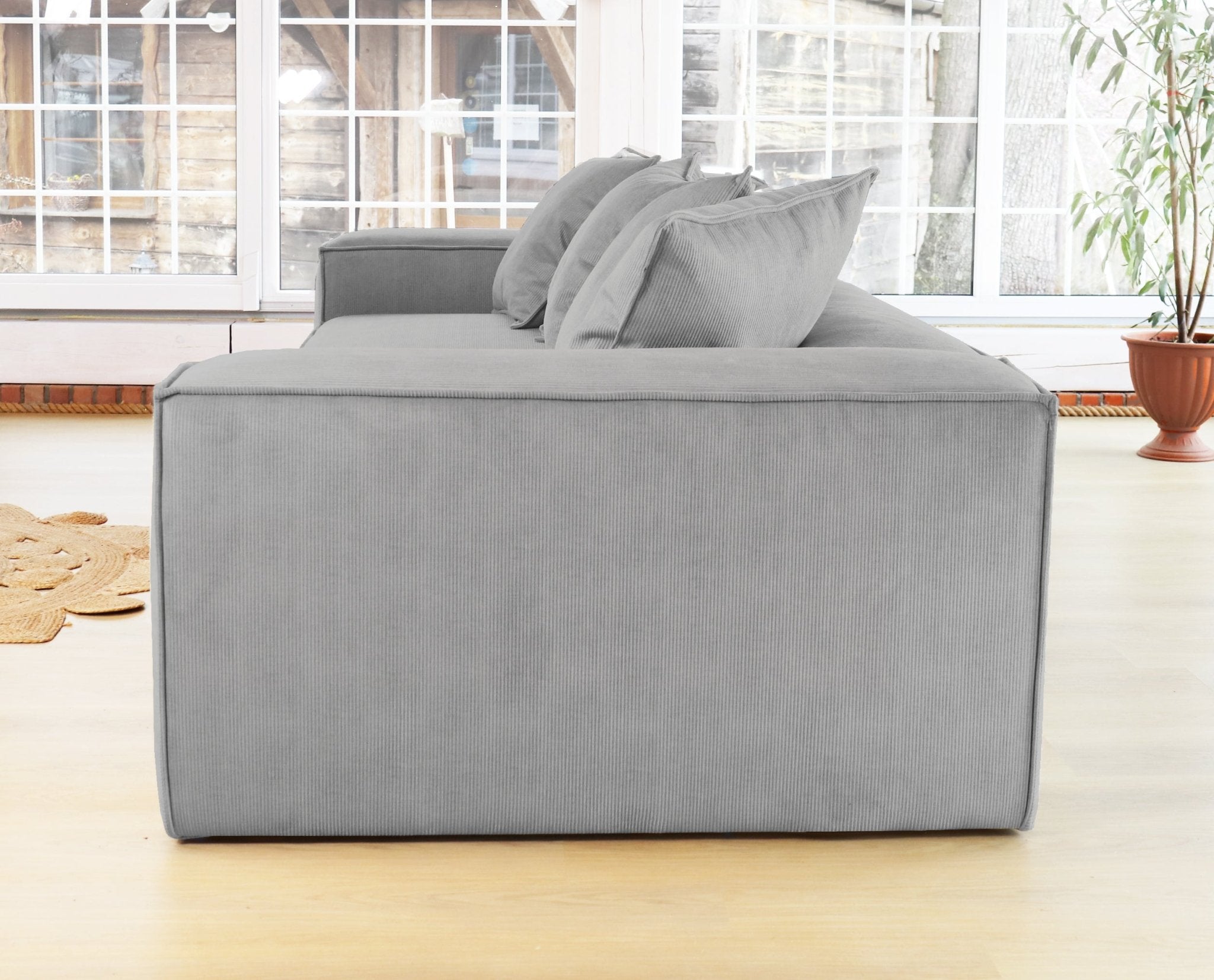 ASTRID L-shaped Sofa, exclusive Corduroy, Concrete removable & washable covers - Scandinavian Stories by Marton