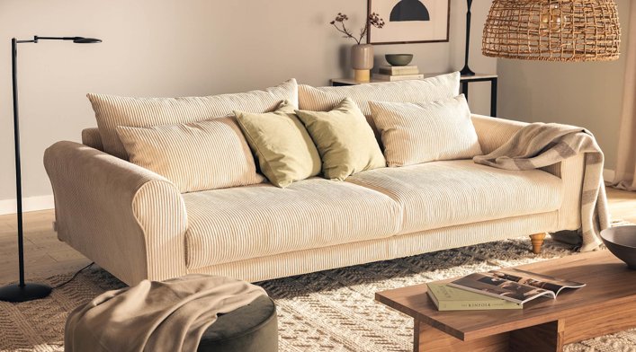 SELMA 4-seater sofa/sofa bed Exclusive Corduroy, Dusty Pink removable & washable covers - Scandinavian Stories by Marton